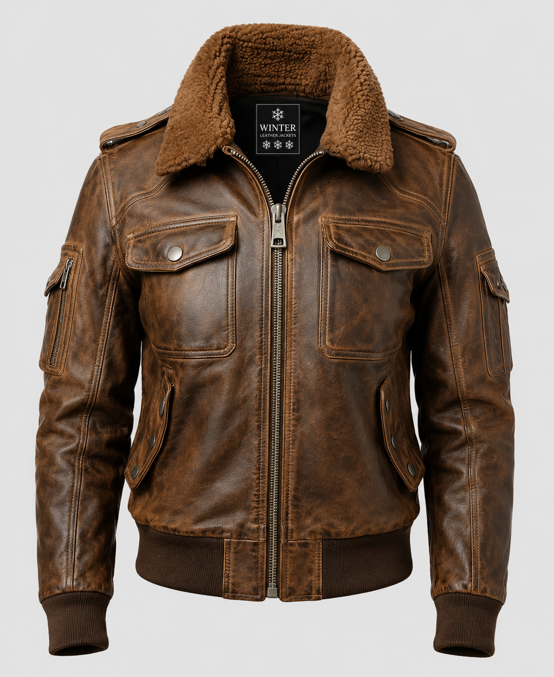 Women's Vintage Brown Bomber Leather Jacket