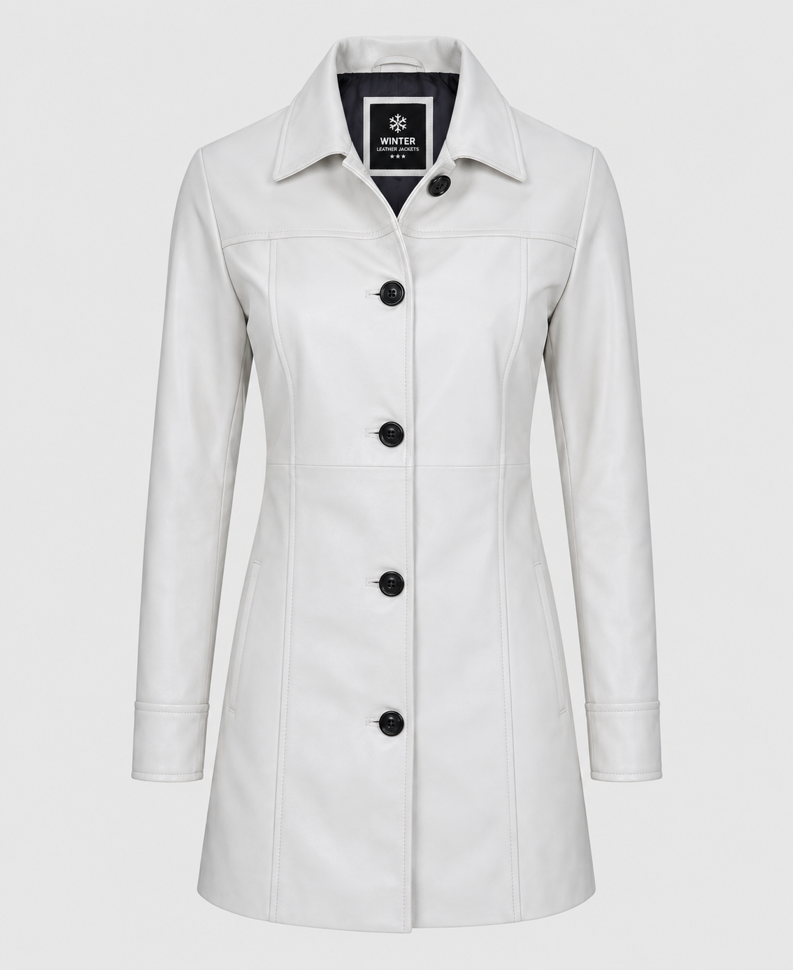 Women's White Leather Coat