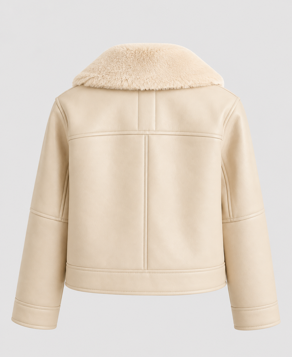 Womens White Shearling Leather Biker Jacket