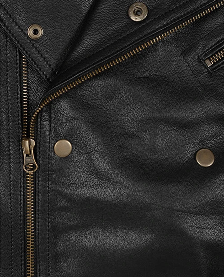 Men's Black Motorcycle Leather Jacket