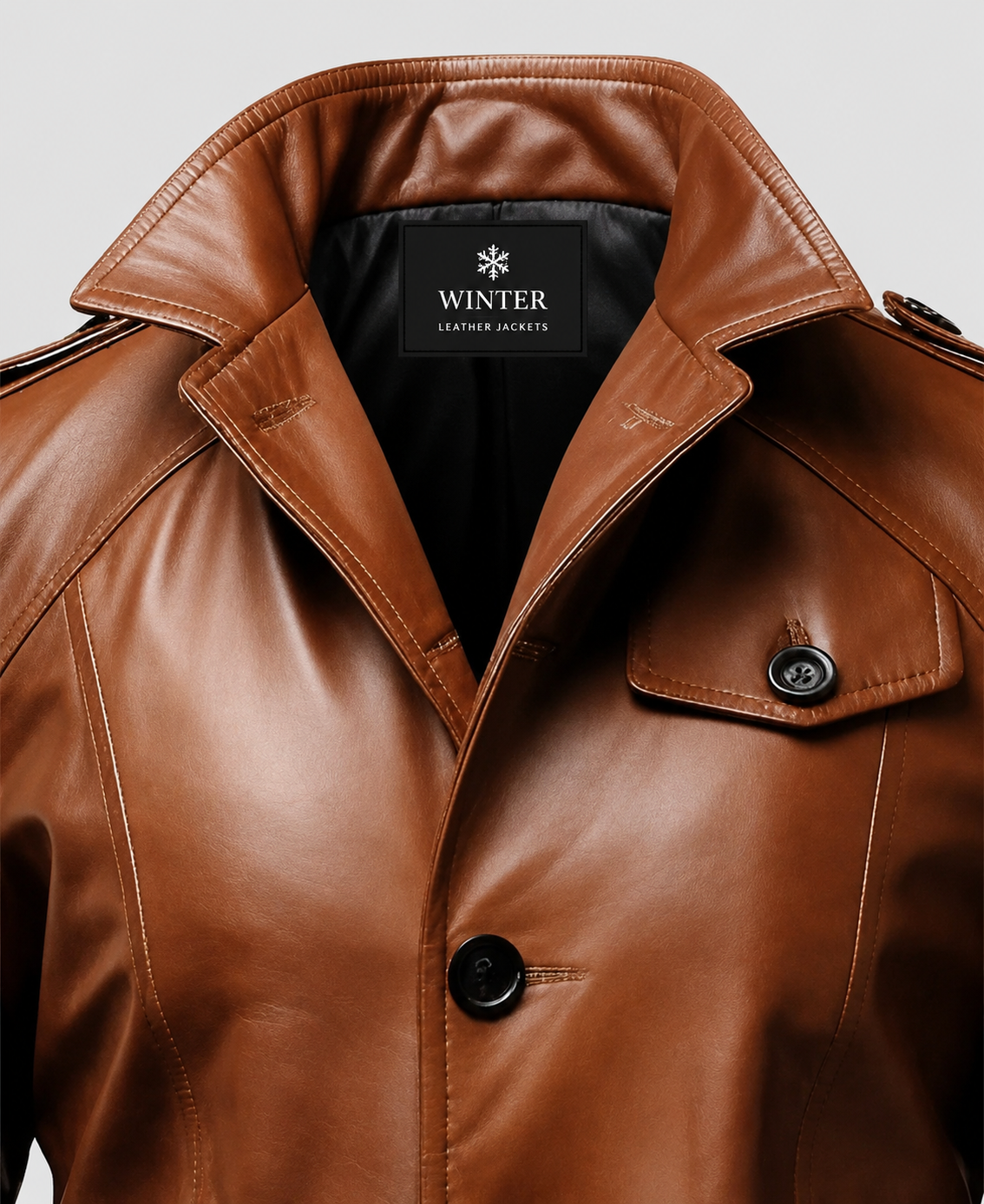 Mens Vintage Tan Brown Long Leather Coat
