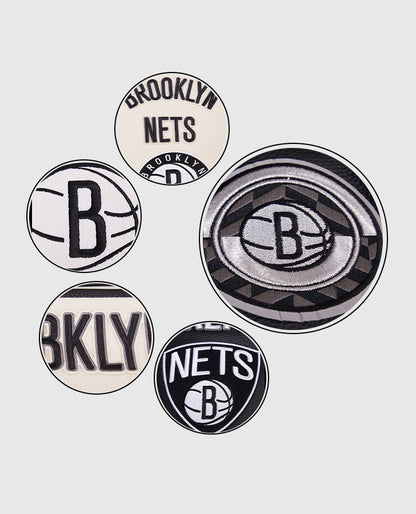 Men's NBA Brooklyn Nets White Black Varsity Jacket