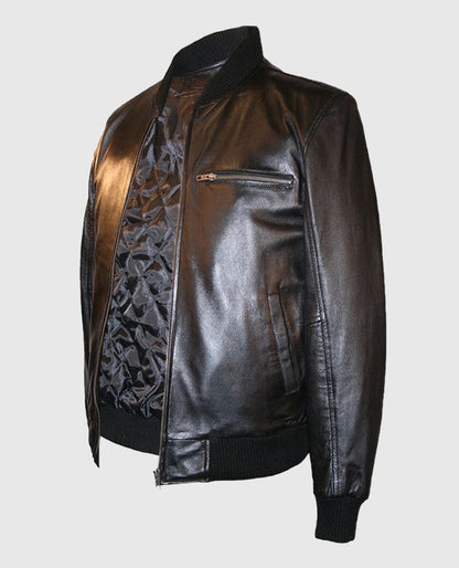 Classic Black Blouson Bomber Leather Jacket