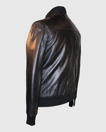 Classic Black Blouson Bomber Leather Jacket