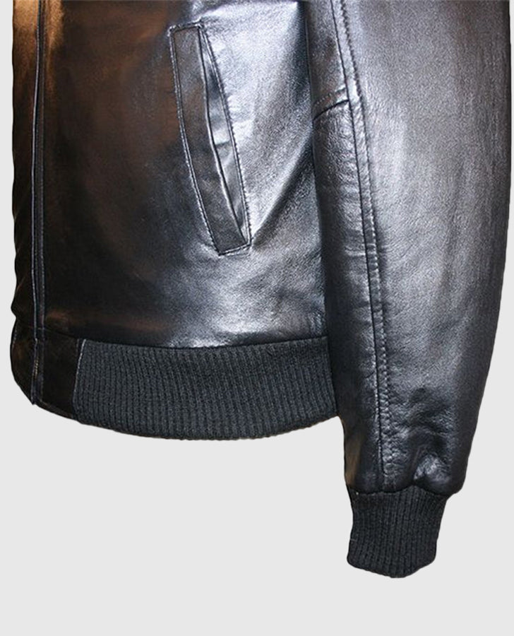 Classic Black Blouson Bomber Leather Jacket