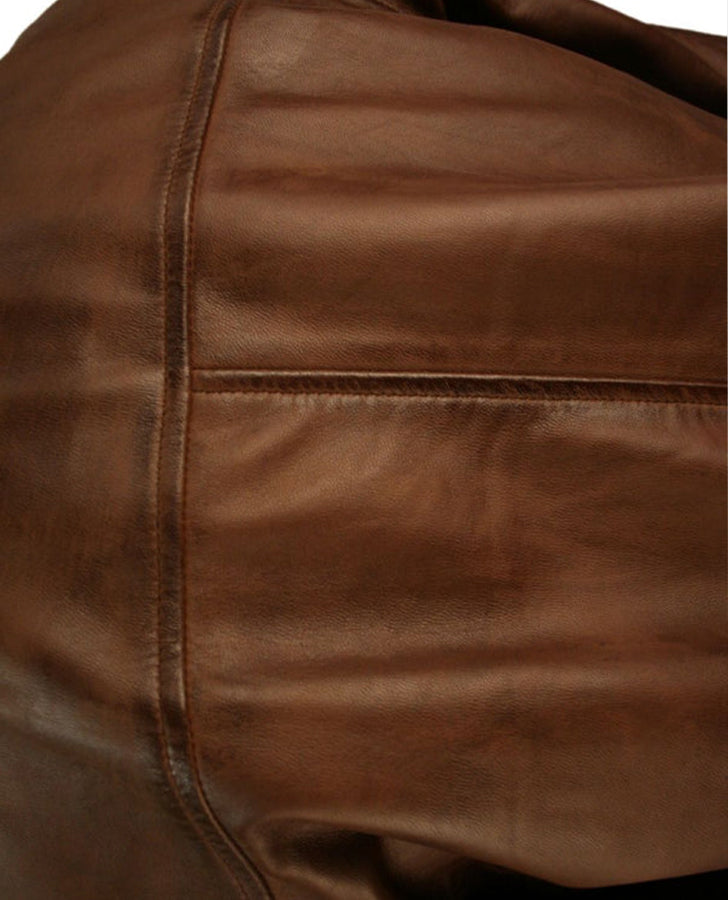 Men's Classic Brown Blouson Leather Bomber Jacket