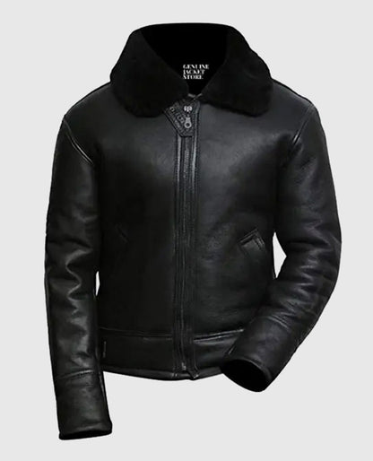 Men's Aviator B3 Black Shearling Leather Jacket