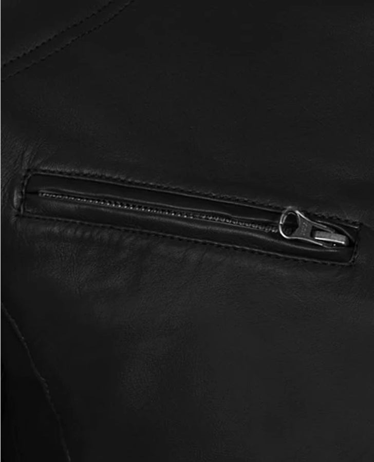 Men’s Black Slim Fit Cafe Racer Leather Jacket