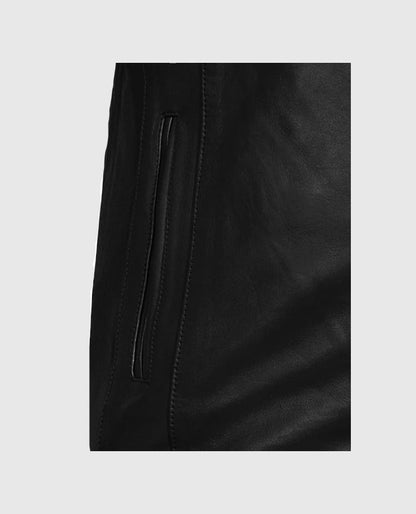 Men’s Black Slim Fit Cafe Racer Leather Jacket