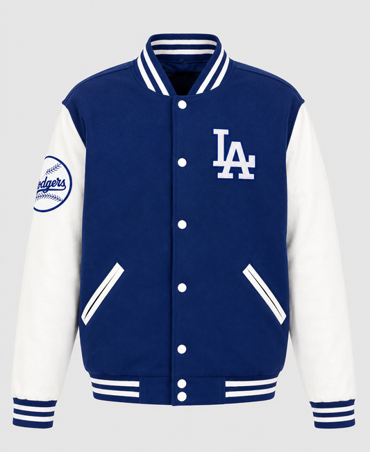 LA Dodgers Blue and White Varsity Jacket