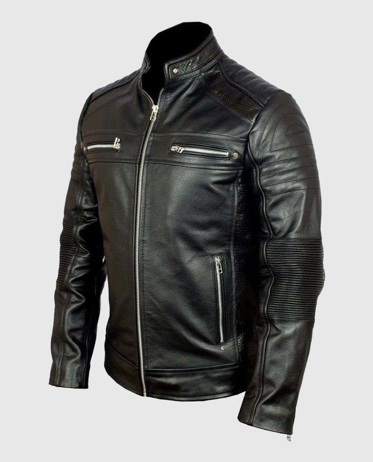 Men's Cafe Racer Vintage Retro Black Leather Jacket