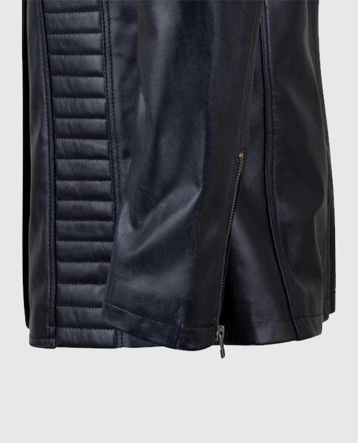 Women's Black Collarless Long Jacket