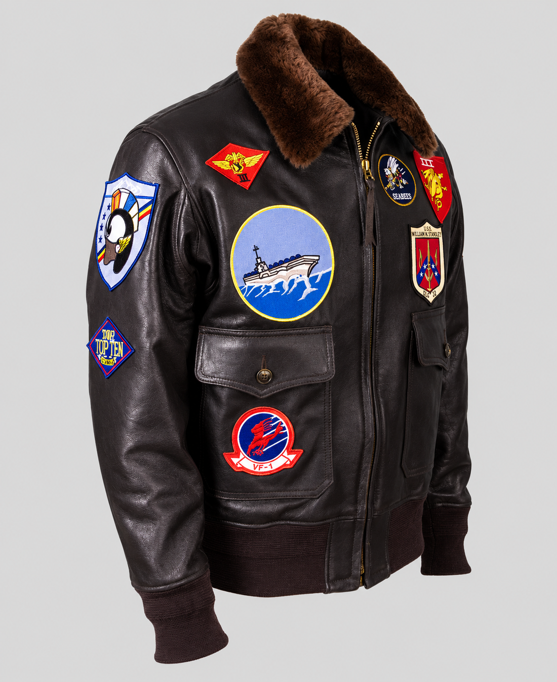 Tom Cruise Top Gun Brown Bomber Leather Jacket