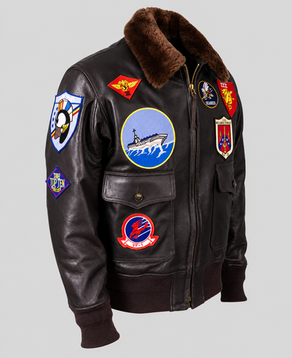Tom Cruise Top Gun Brown Bomber Leather Jacket